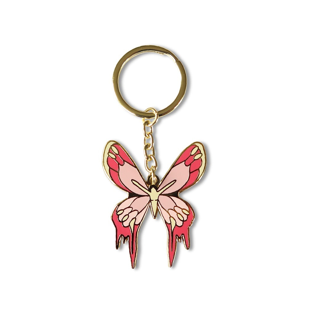 Pink Melting Butterfly Keychain