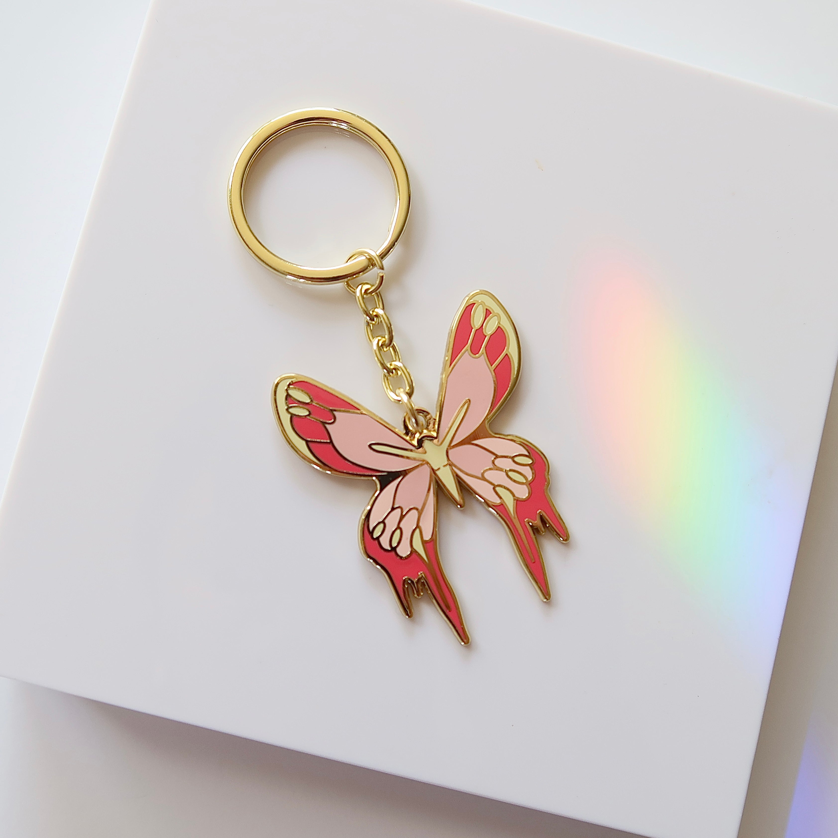 Pink Melting Butterfly Keychain