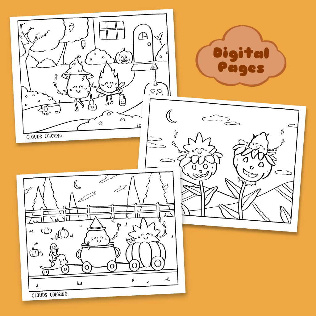 Set Of 3 Coloring Pages | 1st Halloween 420 Edition